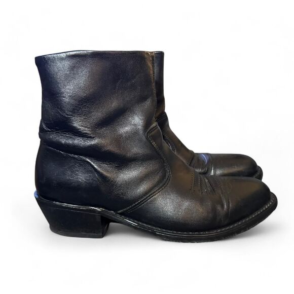 Double H Boot Co Men’s 10.5D Black Leather Dress Boots Side Zip USA Oil Resistan - Picture 1 of 8